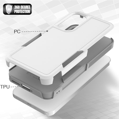 Image of KARWAN Shockproof Back Case Cover Compatible with Samsung Galaxy S23, Heavy Duty Case with 360 Degree Camera Protection, Dual Layer Rugged Bumper Protection Cover with Matte Finish (White)