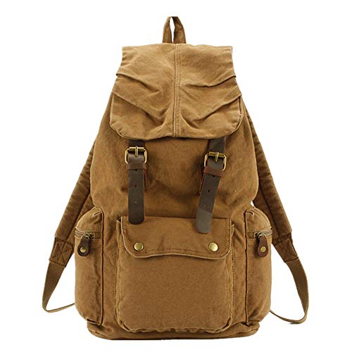 DRF Mochila Casual de Lona Bolso Escolar Unisex para Portátil hasta 16'' BG04-05 (Marrón2) Cover