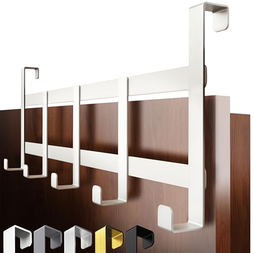 4smile Türgarderobe zum Einhängen Weisse Türhaken universell verwendbar flexible Kleiderhaken Tür robust - Vielseitige Haken zum Einhängen platzsparende Türhakenleiste für gesamte Wohnung