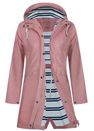 Zdoynto Regenjacke Damen Regenmantel Wasserdicht Mit Kapuze Übergangsjacke Outdoorjacke Frühling Sommer Herbst Rosa M