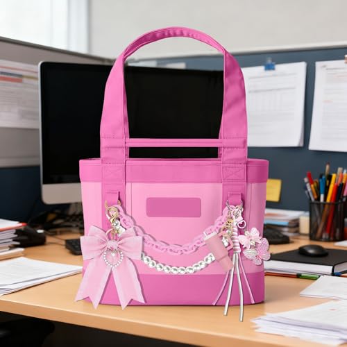 Image of Tote Bag Accessories for YETI Camino 20 /35 /50 Bogg Bags Pearl Bow Hot Pink