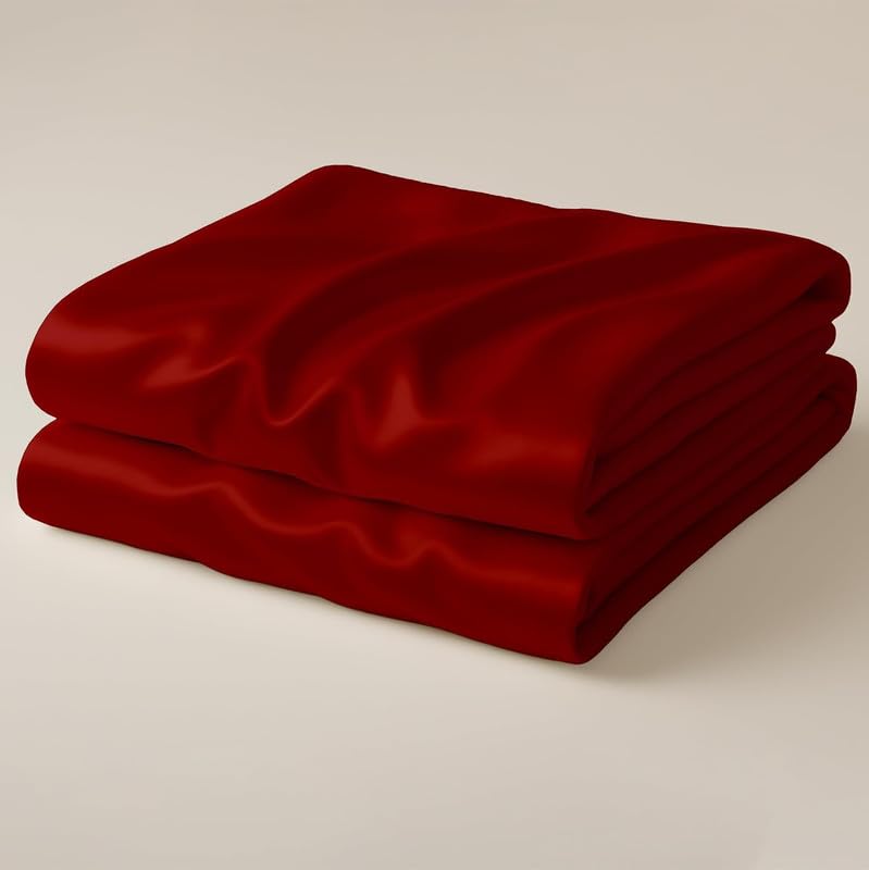 Image of Day Care-Luxury Satin Flat Single Bed (60x90 Inchs) Bedsheet|Ultra Soft Silky Smooth Touch|Breathable, Lightweight & Skin Friendly|Wrinkle Resistant|Crimson Burgundy