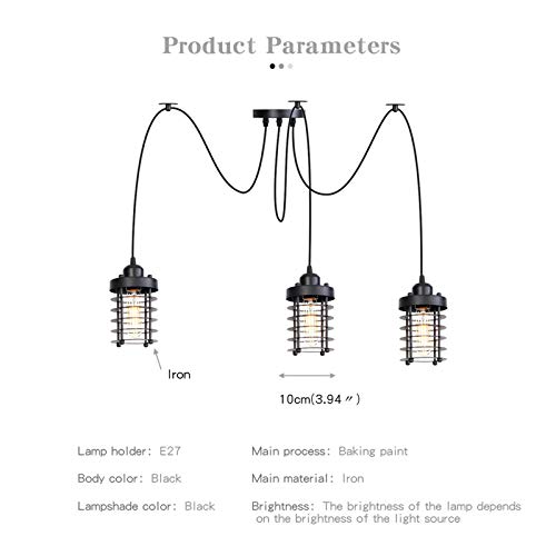 Lámparas colgantes de bricolaje de metal negro con cable regulable 5