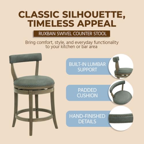 Image of ROME + OAK Ruxban 26 inch Counter Stool, Low Back Swivel Barstool