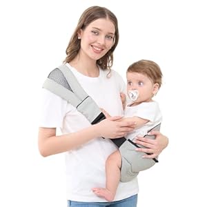 GAGAKU Toddler Sling Carrier with Non-Slip Hip Seat Baby Carrier Side Big Kid Holder Chest Carrying Baby Wrap for 6-48 Months Infants & Toddlers (14-45 lbs) – Light Grey