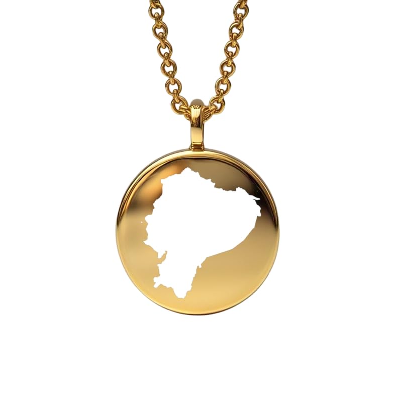 Pendentif carte de l'Équateur en argent plaqué or, le bijou de voyage robuste qui ne ternit pas