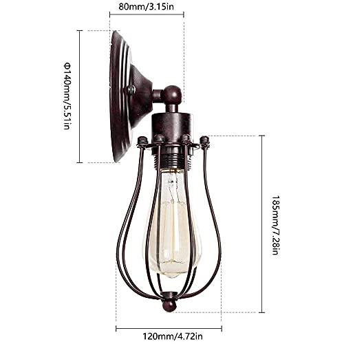 Aplique de pared aceitado estilo Edison con acabado antiguo texturizado 3