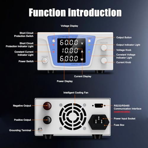 Image of DC Power Supply Variable, 60V 10A Bench Power Supply with Encoder knob, Adjustable Switching Power Supply with OCP Switch, Variable Power Supply with Output Enable /Disable Button