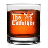 Veracco The Catfather Whiskey Glass – Funny Dad Gifts for Men – Unique Old Fashioned for Father's Day, Cat Lovers, Bourbon & Whiskey Fans – 11 oz Cup