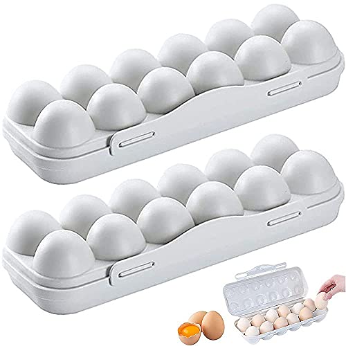 2 Pièces Boîte de Stockage d'Oeufs, Boîte à Oeufs Avec Couvercle, Boîte de Rangement d'Oeufs en Plastique, Organisateur de Stockage d'Œufs Avec Couvercle Réutilisable, pour Cuisine, Restaurant (Gris)