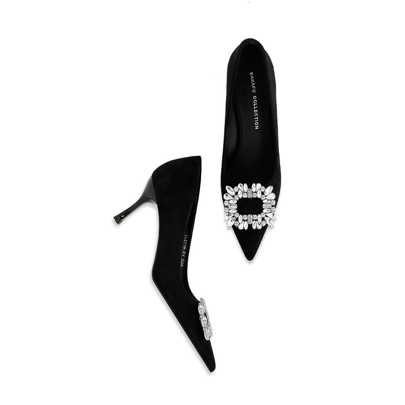 Women's High Heels,Rhinestone Stiletto Pumps for Women Sexy Closed Pointed Toe Heels Elegant Versatile Wedding Bridal Party Dress Shoes3