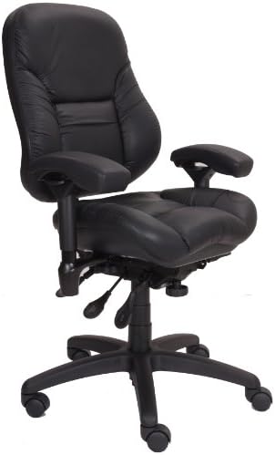 BodyBilt J2507x Black Ultraleather High Back Thoracic Support Task Ergonomic Chair with Arms, 22" Length x 21.50" Width Backrest, 21" Width Seat, Grade 4