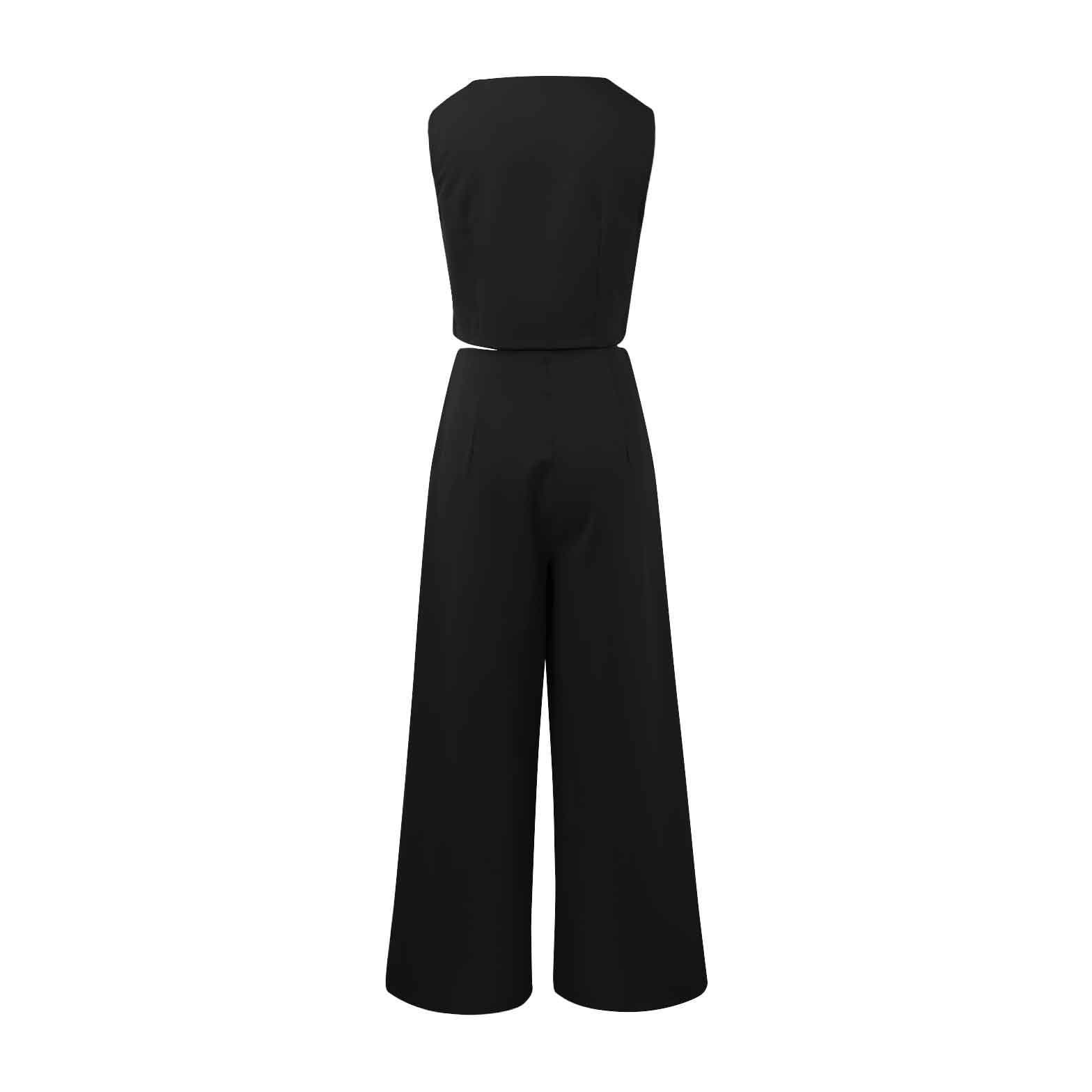 Tailleur Donna Eleganti Pantaloni e Gilet Curvy Completo Blazer a Senza Maniche 2 Pezzi Tuta Set di Abiti in Tinta Unita Pantalone Due Pezzi Suit