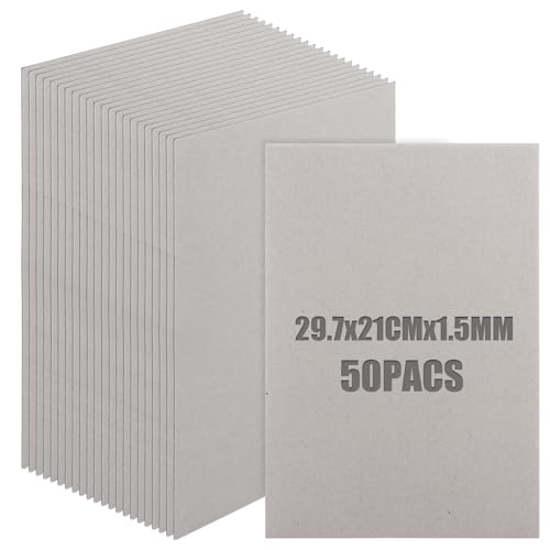 GBACHOOSE 50 unidades de cartón gris A4 210 x 297 mm, cartón encuadernado de 1,5 mm