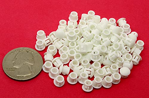 Image of White Nylon Push in Locking Hole Plug - Fits Panel Hole Diam 3 /16 inch, Head Diam 1 /4 inch, Fits Panel Thickness .016 inch-.062 inch, Surface Finish Matte-Textured