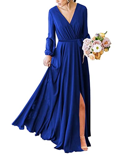 Robe demoiselle d'honneur manches longues fente femme 34