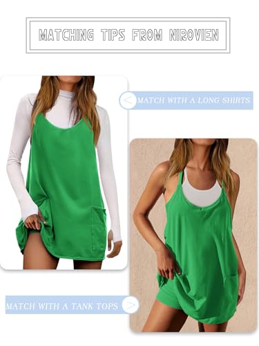 Image of Nirovien Womens Tennis Dress Workout Mini Dress with Shorts Sleeveless Spaghetti Straps Golf Athletic Dresses