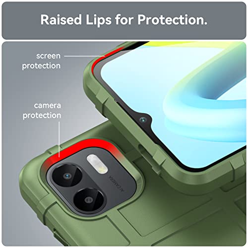 Ysnzaq for Xiaomi Redmi A2 Case, Non Slip Textured Designed Heavy Duty Armor Case, Military Grade Shockproof Rugged Phone Case for Redmi A1/ A2 HD Green
