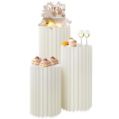 BHBKGPOG 3PACK Cylinder Pedestal Stands for Party with...