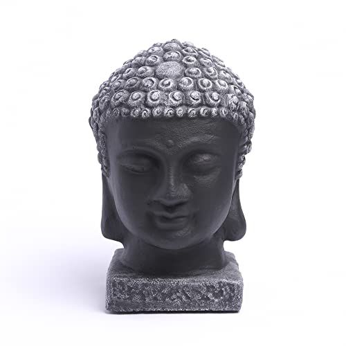 Tiefes Kunsthandwerk Buddha Kopf - Schwarz, Deko Statue frostsicher und...