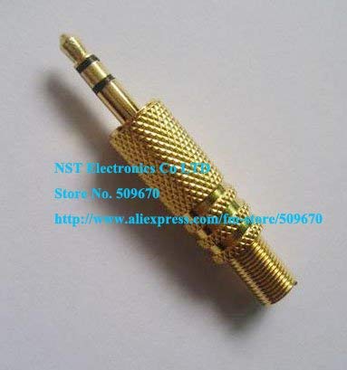 Wiring Connecting Terminals - 1/8" 3.5mm Stereo Male Plug Metal Audio Cable Adapter Connector Gold//50PCS