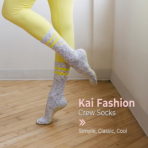 TAVI NOIR Kai Fashion Crew Grip Socks, Small, Wildflower Space Dye
