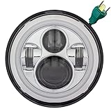 Eagle Lights 9100C 7 Inch LED Headlight with White Halo Ring Compatible With Compatible Harley Davidson and Indian Motorcycles - Generation I/Chrome Halo Kit/No Installation Accessories