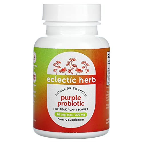 Eclectic Institute Raw Fresh Freeze-Dried Non-GMO Purple Probiotic | Digestive and Intestinal Support 90 CT (300 mg)