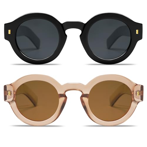 Image of VANLINKER Vintage Round Polarized Sunglasses for Women Men Trendy Shades Retro Circle Sun Glasses VL9743