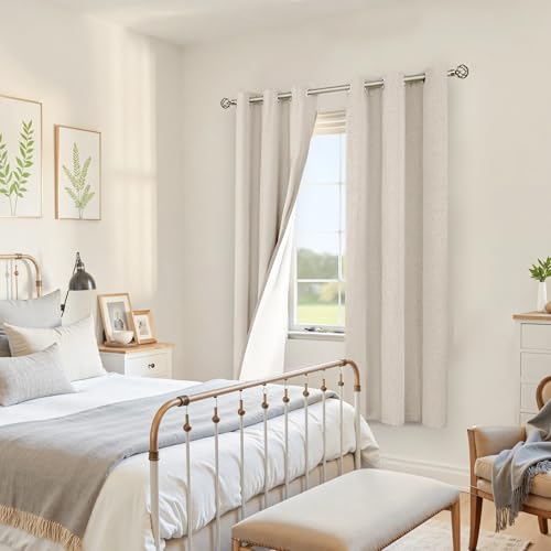 Image of YoungsTex Oatmeal Linen 100% Blackout Curtains 72 Inch Length for Bedroom, Room Darkening Thermal Insulated Window Drapes with Grommet for Living Room Farmhouse, 2 Panels, 42 X 72 Inch