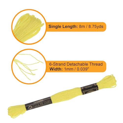 Image of HARFINGTON 12 Skeins Embroidery Floss 8.75yds(8m) Egyptian Long-Staple Cotton Cross Stitch Thread for Sewing DIY Bracelet Yarn String and Crafts, Arctic Lime(6011)