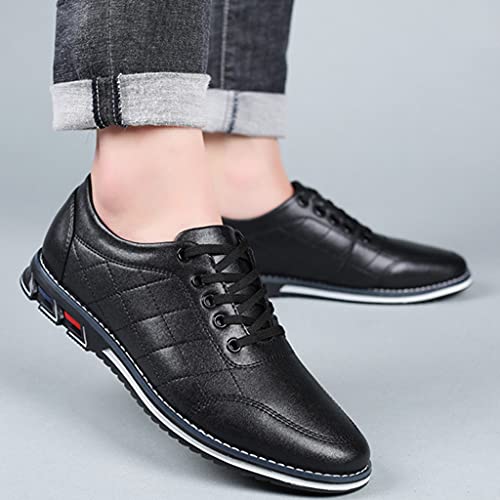 Image of Veslexth Men Casual Driving Sneakers Loafers Breathable Comfort Walking Wing Tips Lace Up Luxury Leather Shoes for Male Business Work Office Dress Outdoor