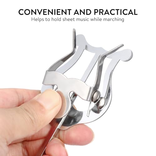 Vaguelly Marschgabel Für Trompete Und Posaune Metall Notenhalter Mit Klemme Zur Befestigung an Trichter Silber Ideal Für Blaskapellen Und Marschmusik
