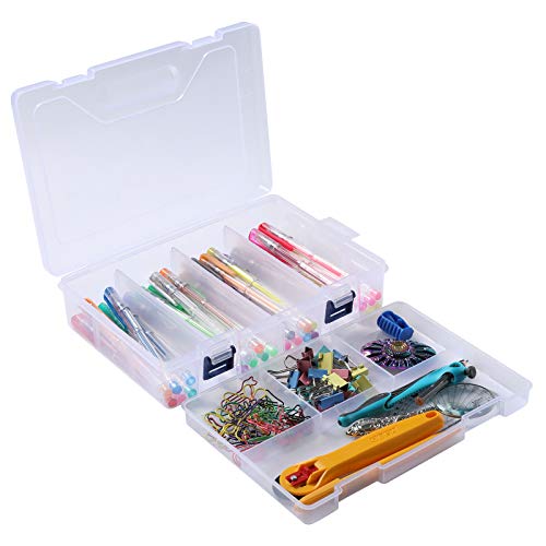 Large School Pencil Box, Adjustable Double Deck Stationery Case Box Writing Drawing Tools Organizer, Durable Pencils Markers Crayons Pens Case Organizer For Office School (4 Pcs, Clear) #TOP4