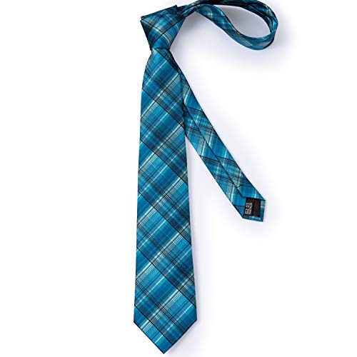 Image of DiBanGu Extra Long Tie for Men 63 inch XL Silk Necktie Set | Pocket Square and Cufflinks, Big and Tall, Jacquard Woven, Gift Box, Paisley /Plaid /Solid /Striped, for Weddinng Party Business