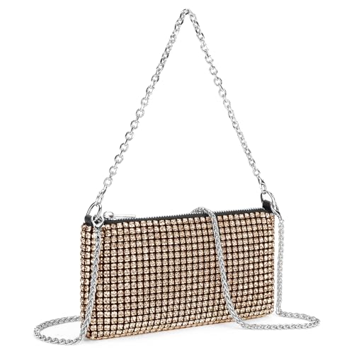 Image of RNIEGA Pearl Crystal Clutch Purse for Women Fashion Elegant Bride Evening Clutch Handbag Crossbody Shoulder Bag with Chain