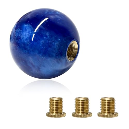 ZNDAW Round Ball Shift Knob, Marble Style Gear Lever Stick Shifter Knobs with 3 Adapters, Universal Spherical Gear Shifter Grip for 5 6 Speed Manual Auto Vehicles, Car Accessories (Marble-Dark Blue)