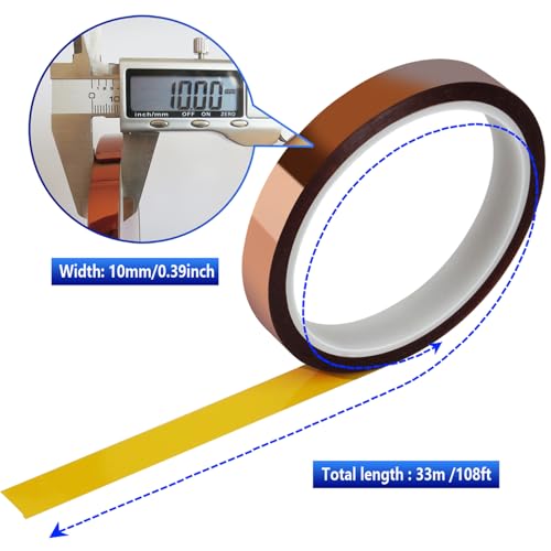 MEBMIK Heat Tape for Sublimation Transfer, Heat Resistant, Adhesive Transfer Tape, Thermal, No Residue, 12 Rolls 10mm x33m(108ft)