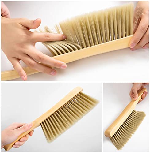 Hand Broom With Wood Handle, Soft Bristles Natural Counter Dusting Brush Cleaning Brush For Cleaning Clothes, Sofa, Bed Sheets And Carpet #TOP3