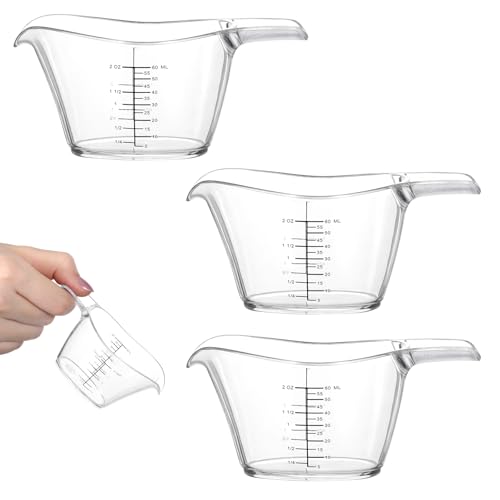 3 Pack vasos medidores de plástico 2 oz claros miniatura 1