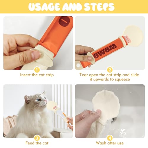 3PCS Cat Treat Spoon, Lickable Cat Treat Spoon Squeeze, Multi-Function Cats Treats Feeder for Pet Liquid Snack and Wet Food(Beige&Green&Orange) - Image 5