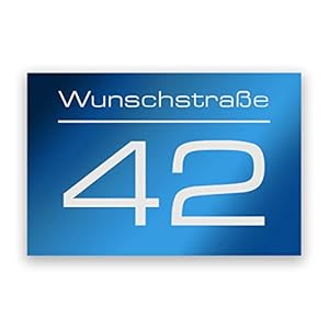 Klingelhaus AAD1001 Blaues Hausnummernschild 300x200 mm