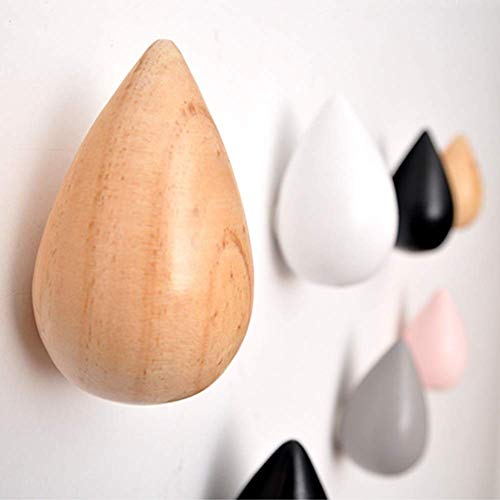 Youkap 2pcs Modern Decor Coat Robe ganchos de agua en forma de gota de madera decorativos de pared montada en el cuarto de baño sala de ganchos ganchos sombrero ganchos artístico ropa gancho