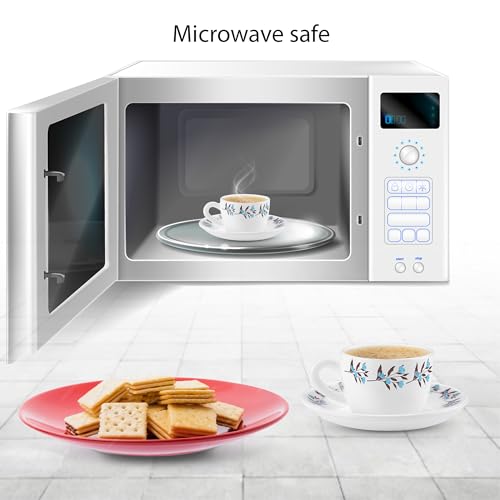 Image of Treo By Milton Opalware Ophelia 13 Lavelle Cup & Saucer Set | Microwave & Dishwasher Safe | Bone-Ash Free | Tempered Toughness | Set of 12 | White | Crockery Set for Daily Use & Gifting