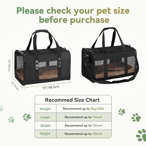 Petsfit-19x12x12-Pet-Carrier-for-Large-Cats-up-to-20-lbs-Soft-Sided-Small-Dog-Travel-Carrier-Upgraded-with-Patented-Buckle-and-Soft-Padding-Ideal-for-Car-Road-TripsBlack Petsfit 19x12x12 Pet Carrier for Large Cats up to 20 lbs Soft Sided Small Dog Travel Carrier Upgraded with Patented Buckle and Soft Padding Ideal for Car Road TripsBlack
