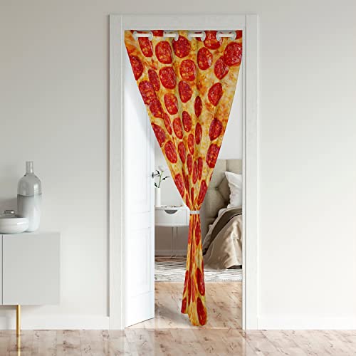 Loussiesd Pizza Doorway Curtain Privacy Pepperoni Be Door Cover Curtain Funny Washable Closet Door Cover Decorations Kitchen Indoor 106x203cm 1 Panel - Image 2