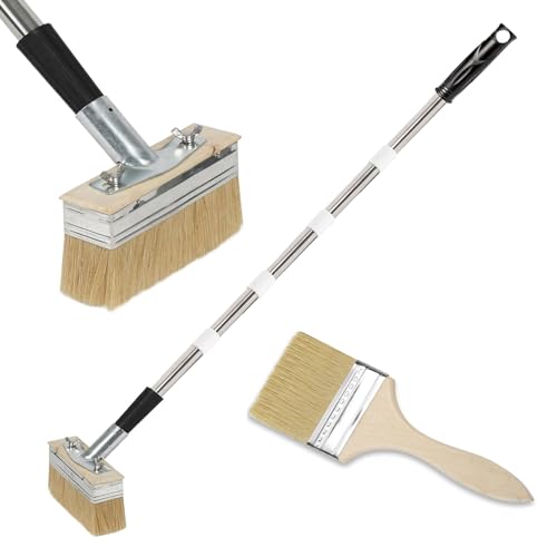Pinceau de peinture pour terrasse de 15,2 cm, 152,4 cm à long manche – Brosse de terrasse pour terrasse, clôture, meubles muraux avec pinceau de 7,6 cm