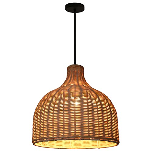 Lámpara Colgante Natural de Ratán para Iluminar Salones y Pasillos