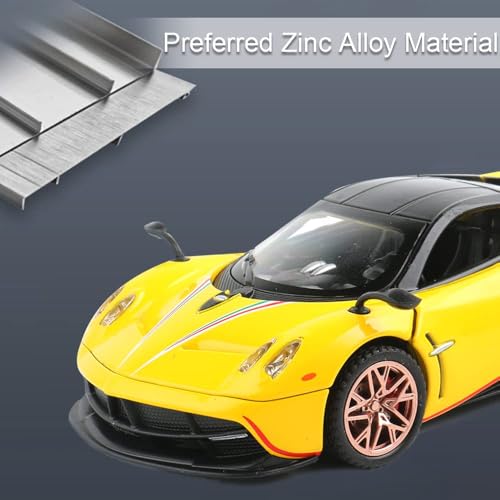 Image of 1 /32 Pagani Huarya Roadster Exclusive Alloy Metal Pull Back Die-Cast Toy Car with Openable Doors & Light Music Collectible Sound Light Toy for Kids Best Birthday Gift (Yellow)