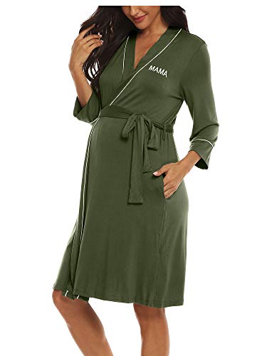 Image of Molliya Maternity Nursing Robe Women Printed Pregnancy Hospital Delivery Pockets Bathrobe